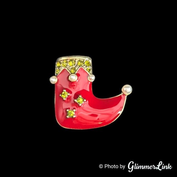 Heidi Daus Christmas Holiday Stocking Enamel Crystal Unisex Tie Tack Pin - Picture 2 of 6